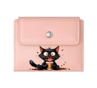 GEEADNB Slim Minimalist Card Holder，Large Capacity Ladies Coin Purse，Cute Features Cartoon cat Color Contrast Thanksgiving Birthday Gift for Women Romantic Gift for Wife/Girlfriend.