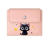 GEEADNB Slim Minimalist Card Holder,Large Capacity Ladies Coin Purse,Star-Covered Stone Black Kitten Whimsical Night Sky Romantic Gift for Wife/Girlfriend. Wonderful Gift for Mother's Father's Day