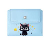 GEEADNB Slim Minimalist Card Holder,Large Capacity Ladies Coin Purse,Star-Covered Stone Black Kitten Whimsical Night Sky Romantic Gift for Wife/Girlfriend. Wonderful Gift for Mother's Father's Day