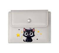 GEEADNB Slim Minimalist Card Holder，Large Capacity Ladies Coin Purse，Star-Covered Stone Black Kitten Whimsical Night Sky Romantic Gift for Wife/Girlfriend. Wonderful Gift for Mother's Father's Day