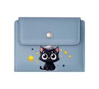 GEEADNB Slim Minimalist Card Holder,Large Capacity Ladies Coin Purse,Star-Covered Stone Black Kitten Whimsical Night Sky Romantic Gift for Wife/Girlfriend. Wonderful Gift for Mother's Father's Day