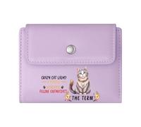 GEEADNB Slim Minimalist Card Holder，Multi-Functional Women's Wallet，Gray Tabby cat Digital Cartoon Art Coffee Cup Thanksgiving Birthday Gift for Women Thoughtful Gift for Father's Day