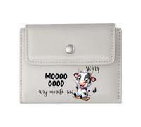 GEEADNB Slim Minimalist Card Holder，Multi-Functional Women's Wallet，Speech Bubble Cartoon Cows Playful Vibe Thoughtful Gift for Father's Day，Teacher's Day Romantic Gift for Wife/Girlfriend.