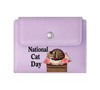GEEADNB Slim Minimalist Card Holder,Multi-Functional Women's Wallet,Tabby cat Cozy Atmosphere Floral-Patterned Pillow Wonderful Gift for Mother's Day Teacher's Day