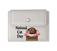 GEEADNB Slim Minimalist Card Holder,Multi-Functional Women's Wallet,Tabby cat Cozy Atmosphere Floral-Patterned Pillow Wonderful Gift for Mother's Day Teacher's Day