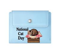 GEEADNB Slim Minimalist Card Holder,Multi-Functional Women's Wallet,Tabby cat Cozy Atmosphere Floral-Patterned Pillow Wonderful Gift for Mother's Day Teacher's Day