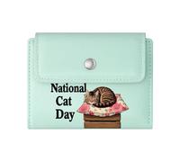GEEADNB Slim Minimalist Card Holder,Multi-Functional Women's Wallet,Tabby cat Cozy Atmosphere Floral-Patterned Pillow Wonderful Gift for Mother's Day Teacher's Day