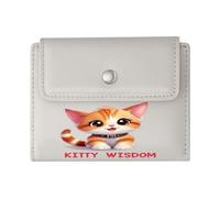GEEADNB Slim Minimalist Card Holder，Multi-Functional Women's Wallet，Whimsical Style Pink Text Cartoon Kitten Romantic Gift for Wife/Girlfriend. Thanksgiving Birthday Gift for Women