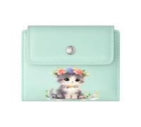 GEEADNB Slim Minimalist Card Holder，Multi-Functional Women's Wallet，White Cat Little Girl Affectionate Interaction Thanksgiving Birthday Gift for Women Romantic Gift for Wife/Girlfriend.