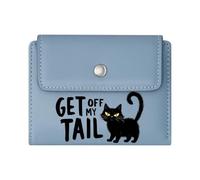 GEEADNB Slim Minimalist Card Holder，RFID Blocking Wallet Purse，cartoonish Style Bold Text Hissing cat Thoughtful Gift for Father's Day，Teacher's Day Thanksgiving Birthday Gift for Women