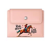 GEEADNB Slim Minimalist Card Holder,RFID Blocking Wallet Purse,Cowboy,Freedom,Galloping Horse,Romantic Gift for Wife/Girlfriend. Thanksgiving Birthday Gift for Women