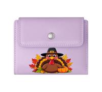 GEEADNB Slim Minimalist Card Holder，RFID Blocking Wallet Purse，Pumpkins Autumn Leaves Pilgrim Turkey Thoughtful Gift for Father's Day，Teacher's Day Wonderful Gift for Mother's Father's Day
