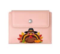 GEEADNB Slim Minimalist Card Holder，RFID Blocking Wallet Purse，Pumpkins Autumn Leaves Pilgrim Turkey Thoughtful Gift for Father's Day，Teacher's Day Wonderful Gift for Mother's Father's Day