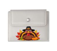 GEEADNB Slim Minimalist Card Holder，RFID Blocking Wallet Purse，Pumpkins Autumn Leaves Pilgrim Turkey Thoughtful Gift for Father's Day，Teacher's Day Wonderful Gift for Mother's Father's Day