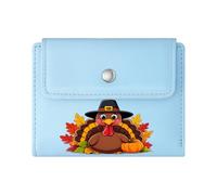GEEADNB Slim Minimalist Card Holder，RFID Blocking Wallet Purse，Pumpkins Autumn Leaves Pilgrim Turkey Thoughtful Gift for Father's Day，Teacher's Day Wonderful Gift for Mother's Father's Day