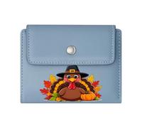 GEEADNB Slim Minimalist Card Holder，RFID Blocking Wallet Purse，Pumpkins Autumn Leaves Pilgrim Turkey Thoughtful Gift for Father's Day，Teacher's Day Wonderful Gift for Mother's Father's Day