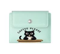 GEEADNB Slim Minimalist Card Holder，Slim Women's Wallet，Black cat Coffee Cup Whimsical Setting Thanksgiving Birthday Gift for Women Wonderful Gift for Mother's Father's Day