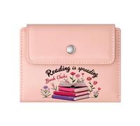 GEEADNB Slim Minimalist Card Holder,Slim Women's Wallet,Reading Promotion Floral Arrangement Colorful Books Thanksgiving Birthday Gift for Women Romantic Gift for Wife/Girlfriend.