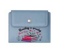 GEEADNB Slim Minimalist Card Holder,Slim Women's Wallet,Reading Promotion Floral Arrangement Colorful Books Thanksgiving Birthday Gift for Women Romantic Gift for Wife/Girlfriend.