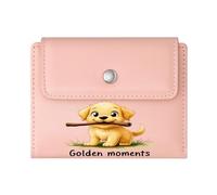GEEADNB Slim Minimalist Card Holder，Slim Women's Wallet，Stick Golden Moments Golden Retriever Puppy Wonderful Gift for Mother's Father's Day Thoughtful Gift for Father's Day，Teacher's Day