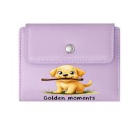 GEEADNB Slim Minimalist Card Holder，Slim Women's Wallet，Stick Golden Moments Golden Retriever Puppy Wonderful Gift for Mother's Father's Day Thoughtful Gift for Father's Day，Teacher's Day