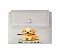 GEEADNB Slim Minimalist Card Holder，Slim Women's Wallet，Stick Golden Moments Golden Retriever Puppy Wonderful Gift for Mother's Father's Day Thoughtful Gift for Father's Day，Teacher's Day
