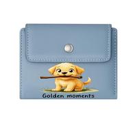 GEEADNB Slim Minimalist Card Holder，Slim Women's Wallet，Stick Golden Moments Golden Retriever Puppy Wonderful Gift for Mother's Father's Day Thoughtful Gift for Father's Day，Teacher's Day