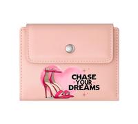 GEEADNB Slim Women's Wallet，Large Capacity Ladies Coin Purse，Chase Your Dreams，Pink Heart，high-Heeled Shoe，Wonderful Gift for Mother's Father's Day Thanksgiving Birthday Gift for Women