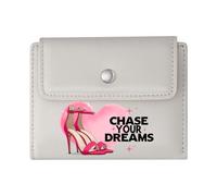 GEEADNB Slim Women's Wallet，Large Capacity Ladies Coin Purse，Chase Your Dreams，Pink Heart，high-Heeled Shoe，Wonderful Gift for Mother's Father's Day Thanksgiving Birthday Gift for Women