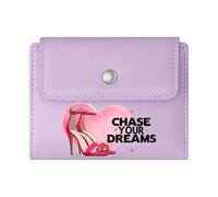 GEEADNB Slim Women's Wallet，Large Capacity Ladies Coin Purse，Chase Your Dreams，Pink Heart，high-Heeled Shoe，Wonderful Gift for Mother's Father's Day Thanksgiving Birthday Gift for Women