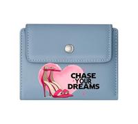 GEEADNB Slim Women's Wallet，Large Capacity Ladies Coin Purse，Chase Your Dreams，Pink Heart，high-Heeled Shoe，Wonderful Gift for Mother's Father's Day Thanksgiving Birthday Gift for Women