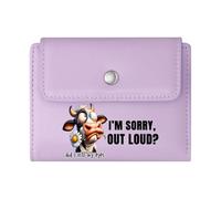 GEEADNB Slim Women's Wallet,Large Capacity Ladies Coin Purse,Selective Hearing Apology Cartoon Cow Wonderful Gift for Mother's Father's Day Romantic Gift for Wife/Girlfriend.