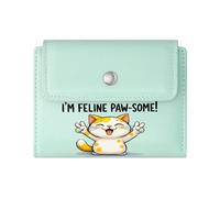 GEEADNB Slim Women's Wallet,RFID Blocking Wallet Purse,Cartoon cat Overturned Pot Scattered Coins Romantic Gift for Wife/Girlfriend. Thanksgiving Birthday Gift for Women