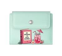 GEEADNB Slim Women's Wallet,Slim Minimalist Card Holder,Colorful Books Whimsical Creativity Blooming Flowers Thanksgiving Birthday Gift for Women Romantic Gift for Wife/Girlfriend.