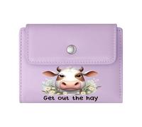 GEEADNB Slim Women's Wallet，Slim Minimalist Card Holder，Feminist Empowerment Humorous Cartoon Cow Thanksgiving Birthday Gift for Women Wonderful Gift for Mother's Father's Day