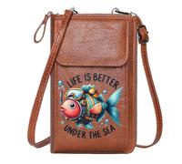 GEEADNB Small Crossbody Bags Card Wallets Purse Underwater Theme Whimsical Illustration Scuba-diving Fish Travel Rfid Safe Season Gifts