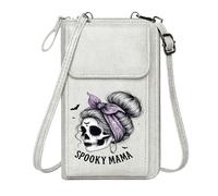GEEADNB Small Crossbody Bags Ladies Cell Phone Purse Halloween Pumpkin Ghost Bat Haunted Cemetery Witch Skeleton Travel Rfid Safe Printed Gift