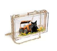 GEEADNB Small Crossbody Bags Ladies Cell Phone Purse Orange Tractor Black Cat Rural Life Perfect for Printed Present Cute Stylish Elegant Accessory