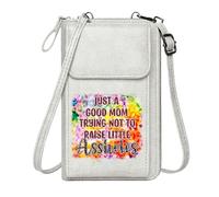 GEEADNB Small Crossbody Bags Personalized Crossbody Wallets vibrant colors parenting humor playful edgy design Adjustable Strap Romantic Gifts for Wife Girlfriend