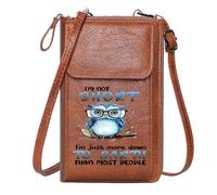GEEADNB Small Crossbody Bags PU Leather Phone Purse Whimsical Owl Fantasy Design Stylized Text Perfect for Teacher's Day Elegant Gift for Mother's Day