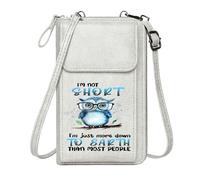 GEEADNB Small Crossbody Bags PU Leather Phone Purse Whimsical Owl Fantasy Design Stylized Text Perfect for Teacher's Day Elegant Gift for Mother's Day