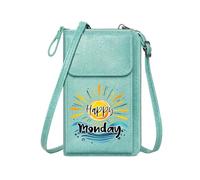 GEEADNB Small Crossbody Bags Small Shoulder Bag Dynamic waves Stylized sun Happy Monday Suitable for Daily Gifting Travel Rfid Safe