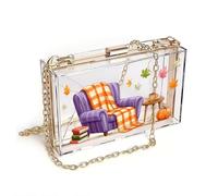 GEEADNB Small Crossbody Bags Zip Around Credit Card Bags Purple Armchair Steaming Coffee Autumn Leaves Season Gifts Suitable for Everyday Use