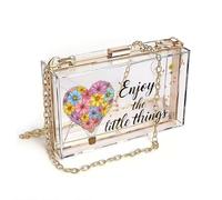 GEEADNB Small Shoulder Bag Personalized Leather Cell Phone Wallet Colorful floral design, Heart-shaped hot air balloon, Enjoy the little things, Graduation Student Suitable for Everyday Use