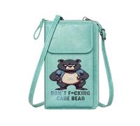 GEEADNB Small Shoulder Bag Personalized Leather Cell Phone Wallet Edgy Text Skull and Crossbones Rebellious Bear Cute Stylish Elegant Accessory Romantic Gifts for Wife Girlfriend