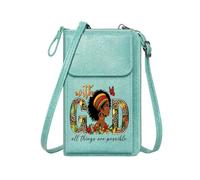 GEEADNB Small Shoulder Bag Zip Around Credit Card Bags Decorative Letters Vibrant Colors GOD Perfect for Printed Present Perfect for Teacher's Day