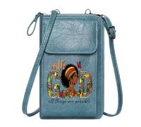 GEEADNB Small Shoulder Bag Zip Around Credit Card Bags Decorative Letters Vibrant Colors GOD Perfect for Printed Present Perfect for Teacher's Day