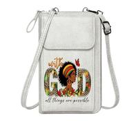 GEEADNB Small Shoulder Bag Zip Around Credit Card Bags Decorative Letters Vibrant Colors GOD Perfect for Printed Present Perfect for Teacher's Day