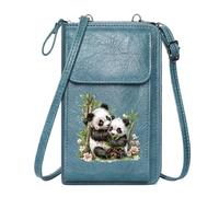 GEEADNB Small Shoulder Bag Zip Around Credit Card Bags Playful Interaction Panda Cubs Natural Habitat PU Leather Phone Bags Present