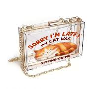 GEEADNB Women ID Credit Card Case Cell Phone Purse with Zipper Apology Humorous tone Cute cat Perfect for Printed Present